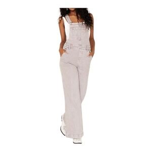 NWT Cleo & Wolf Grey wash wide leg overalls Size Large